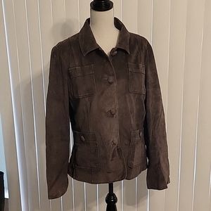 Brown danier leather button up jacket size medium